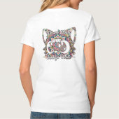 Farbenfrohe Mandala Cat Mit Monogramm anpassbar T-Shirt (Rückseite)