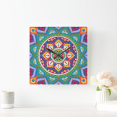 Farbenfrohe Mandala Clock Quadratische Wanduhr (Zuhause)