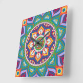 Farbenfrohe Mandala Clock Quadratische Wanduhr (Winkel)