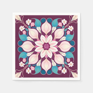 Farbenfrohe Mandala Design Serviette