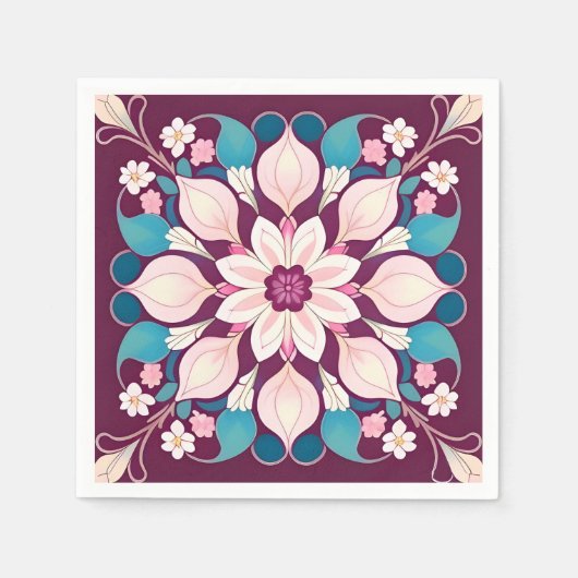 Farbenfrohe Mandala Design Serviette (Vorderseite)