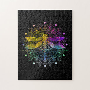 Farbenfrohe Mandala Dragonfly Puzzle