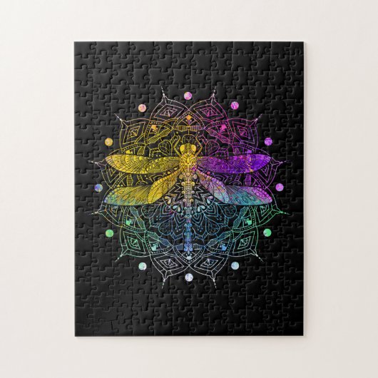 Farbenfrohe Mandala Dragonfly Puzzle (Vertikal)