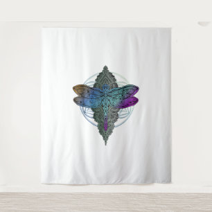 Farbenfrohe Mandala Dragonfly T Shirt Lotus Blume Wandteppich