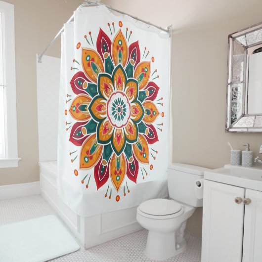 Farbenfrohe Mandala Duschvorhang (Beispiel)
