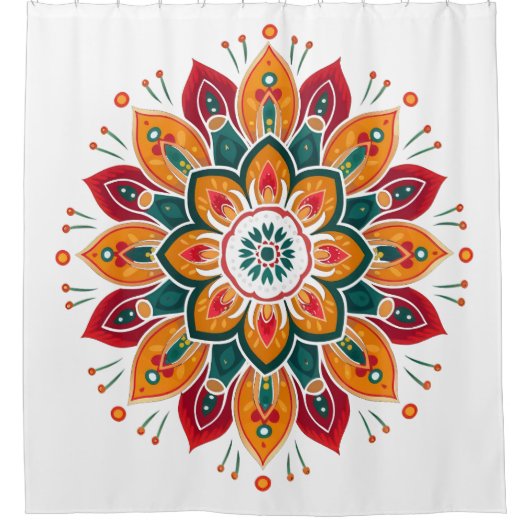 Farbenfrohe Mandala Duschvorhang (Vorderseite)