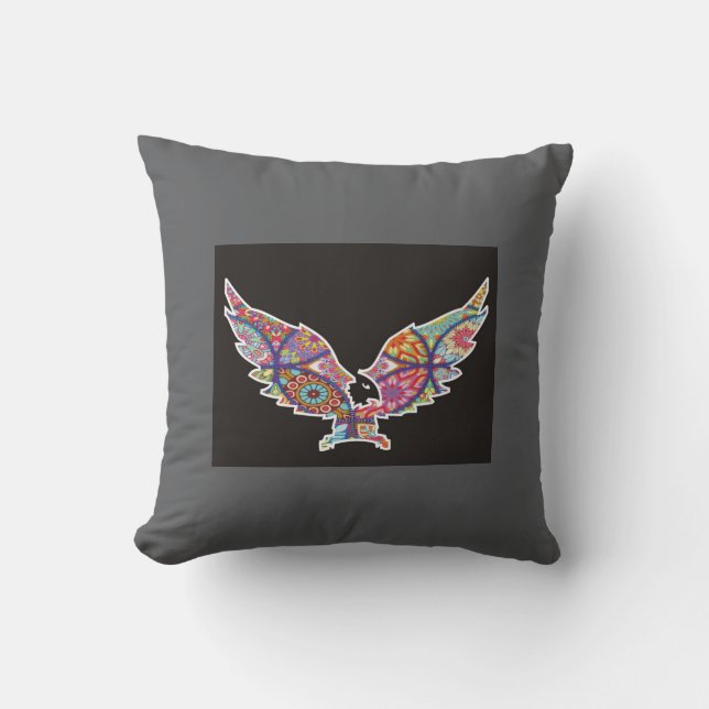 Farbenfrohe Mandala Eagle Design Cushion Kissen (Vorderseite)