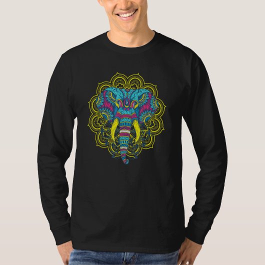 Farbenfrohe Mandala Elephant Ganesha Accessoires C T-Shirt (Vorderseite)
