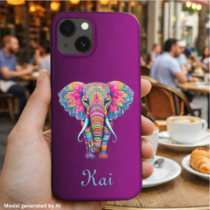 Farbenfrohe Mandala Elephant mit individuellem Nam Case-Mate iPhone Hülle