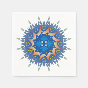 Farbenfrohe Mandala Energy Wheel Blume Harmonie Serviette