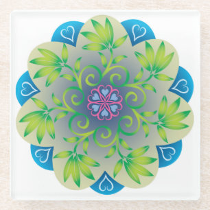 Farbenfrohe Mandala Energy Wheel Blume Harmony Nap Glasuntersetzer