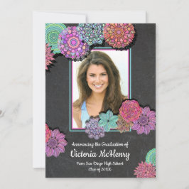 Farbenfrohe Mandala Foto Graduation Party Einladung