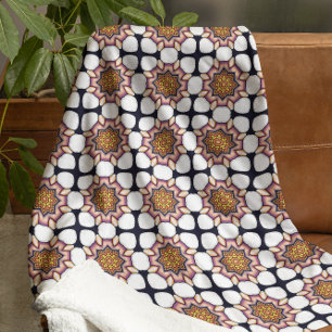 Farbenfrohe Mandala-Inspiriert Blumenmosaikmuster Sherpadecke