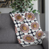 Farbenfrohe Mandala-Inspiriert Blumenmosaikmuster Sherpadecke