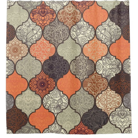 Farbenfrohe Mandala: Islamisches Patchwork Nahtlos Duschvorhang (Vorderseite)