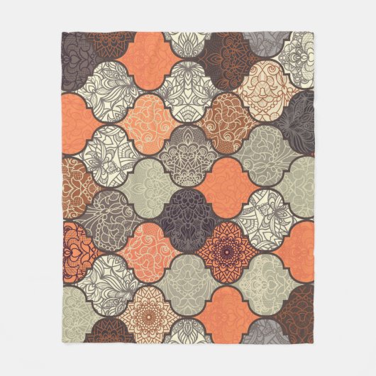 Farbenfrohe Mandala: Islamisches Patchwork Nahtlos Fleecedecke (Vorderseite)