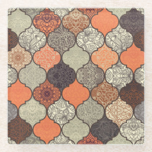 Farbenfrohe Mandala: Islamisches Patchwork Nahtlos Glasuntersetzer