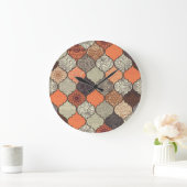 Farbenfrohe Mandala: Islamisches Patchwork Nahtlos Große Wanduhr (Zuhause)
