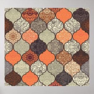 Farbenfrohe Mandala: Islamisches Patchwork Nahtlos Poster
