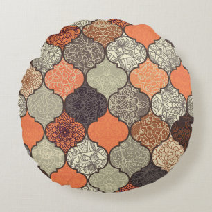 Farbenfrohe Mandala: Islamisches Patchwork Nahtlos Rundes Kissen