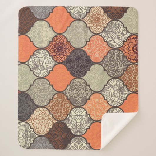 Farbenfrohe Mandala: Islamisches Patchwork Nahtlos Sherpadecke (Vorderseite)