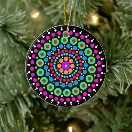 Farbenfrohe Mandala Keramik Ornament (Baum)