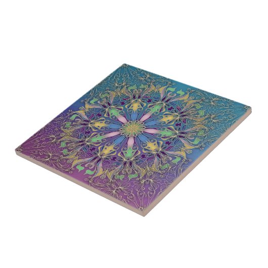 Farbenfrohe Mandala Keramik Tile Fliese (Seite)