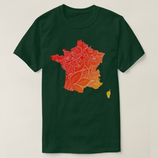 Farbenfrohe mandala Kunstkarte von Frankreich mit  T-Shirt (Design vorne)