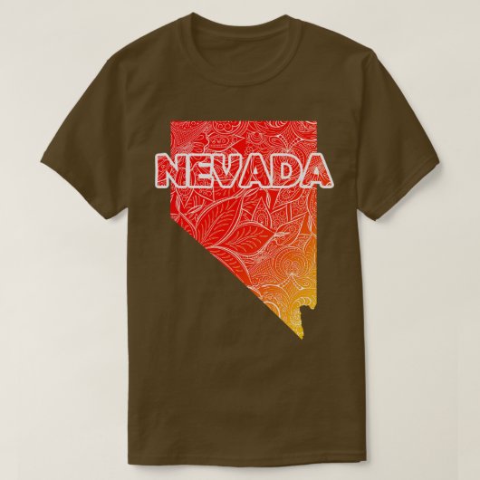 Farbenfrohe Mandala Kunstkarte von Nevada mit Text T-Shirt (Design vorne)