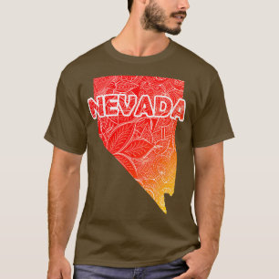 Farbenfrohe Mandala Kunstkarte von Nevada mit Text T-Shirt