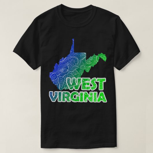 Farbenfrohe mandala Kunstkarte von West Virginia m T-Shirt (Design vorne)