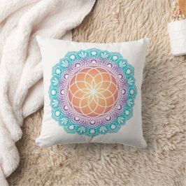 Farbenfrohe Mandala mit Heiliger Geometrie-Meditat Kissen