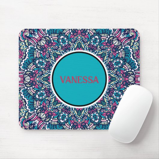 Farbenfrohe Mandala Muster Boho Hippie Geometric Mousepad (Mit Mouse)