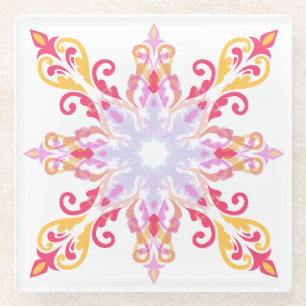 Farbenfrohe Mandala-Muster Glasuntersetzer