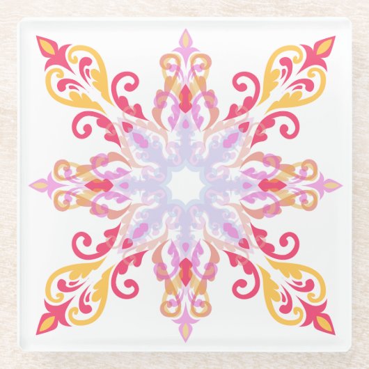 Farbenfrohe Mandala-Muster Glasuntersetzer (Vorderseite)