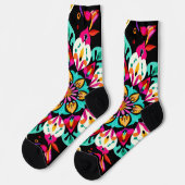 Farbenfrohe Mandala-Muster Socken (Linkes Detail)