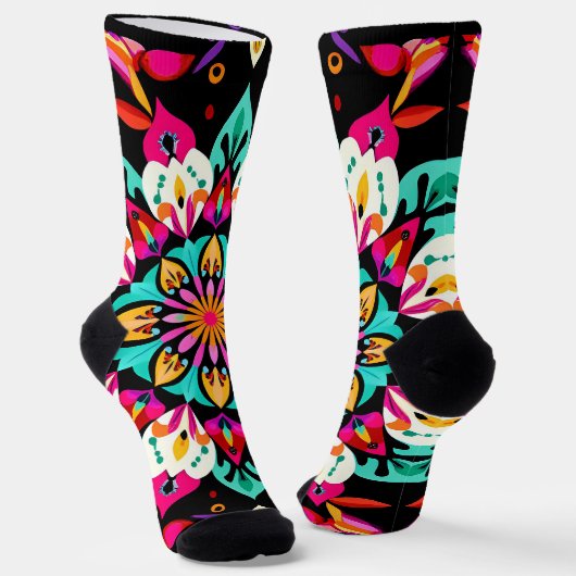 Farbenfrohe Mandala-Muster Socken (Gewinkelt)