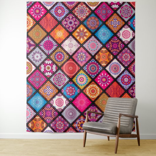 Farbenfrohe Mandala Muster Wandteppich (Beispiel)