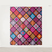 Farbenfrohe Mandala Muster Wandteppich (Vorderseite)