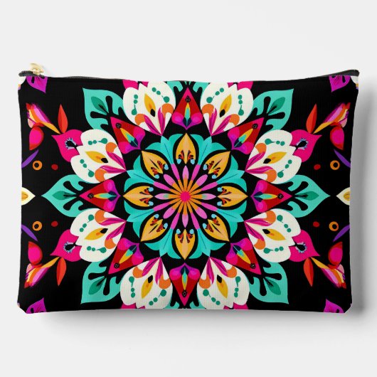 Farbenfrohe Mandala-Muster Zubehörtasche (Vorderseite)