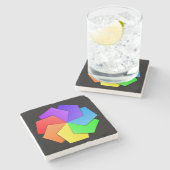 Farbenfrohe Mandala Musterpapierblätter Steinuntersetzer (Seitenansicht)