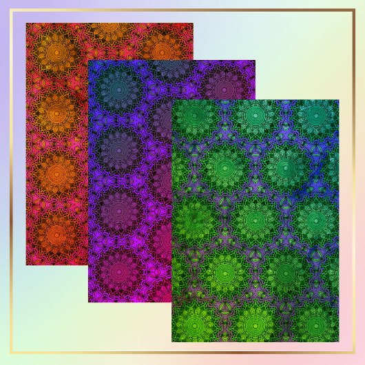 Farbenfrohe Mandala Nahtloses Muster Geschenkpapier Set