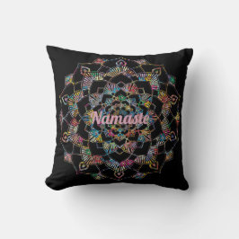 Farbenfrohe Mandala Namaste Black Throw Kissen