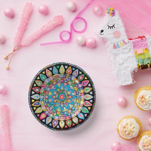 Farbenfrohe Mandala Paper Bowl Pappteller (Party)