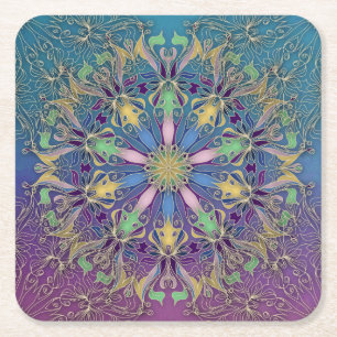 Farbenfrohe Mandala Paper Untersetzer