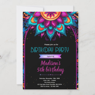 Farbenfrohe Mandala-Party-Einladung Einladung