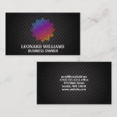 Farbenfrohe Mandala Pattern | Black Tiling Visitenkarte (Vorne/Hinten)