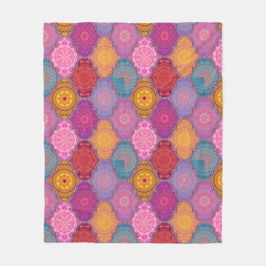 Farbenfrohe Mandala Pattern Fleecedecke (Vorderseite)