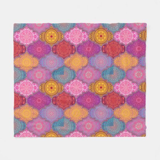 Farbenfrohe Mandala Pattern Fleecedecke (Vorderseite (Horizontal))