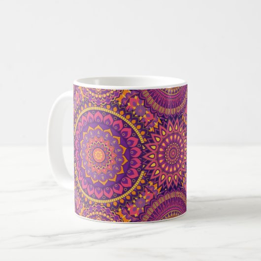 Farbenfrohe Mandala Pattern Kaffeetasse (Vorderseite Links)